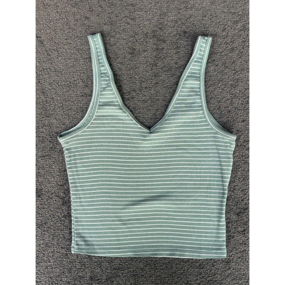 Heart & Hips Tank Top Women's‎ Small Mint Striped Stretch Knit V-Neck Pullover